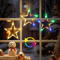 1 x RAW Customer Returns ELKTRY Christmas decoration with 3 stars, 30 LEDs window decoration star with timer, memory function inside battery warm white and colorful Christmas star lighting outside - RRP €15.96