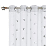 1 x RAW Customer Returns Deconovo Voile curtains with eyelets, embroidered curtains, transparent curtain, linen look, star, 229 x 140 cm height x width , light grey, set of 2 - RRP €23.99