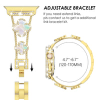 1 x RAW Customer Returns KADES Compatible with Apple Watch Strap Women, Bling Diamond Rhinestone Stainless Steel Strap for Apple Watch 41mm 40mm 38mm Series 9 8 7 6 5 4 3 2 1, Metal Strap for Apple Watch SE Strap, Gold Iridescent - RRP €19.15