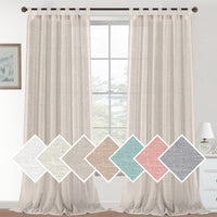 1 x RAW Customer Returns Lanqinglv Set of 2 Sheer Voile Curtains Linen Loop Curtains Semi-Transparent Linen Curtain Linen Look Translucent Curtains for Bedroom Farmhouse Living Room - 132cm W x241cm H  - RRP €33.25