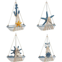 2 x RAW Customer Returns Set of 4 Mini Wooden Sailboat Models for Beach Nautical Decoration Miniature Boat Decoration - RRP €24.04