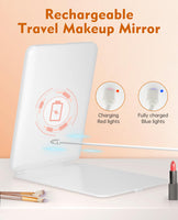 1 x RAW Customer Returns FUNTOUCH Rechargeable Cosmetic Mirror with 10x Magnification, 2000mAh Rechargeable Travel Mirror with Lighting, 3 Color Lights Makeup Mirror, Ultra Slim Portable Make up Mirror - RRP €27.99