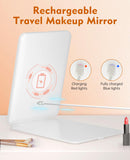 1 x RAW Customer Returns FUNTOUCH Rechargeable Cosmetic Mirror with a Small 10x Magnifying Mirror, 2000mAh Travel Mirror with Lighting, 3 Color Lights Makeup Mirror, Ultra Slim Portable Make up Mirror - RRP €26.14