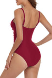 1 x RAW Customer Returns Misfuso Women s Swimsuit Tummy Control Monokinis One Piece Push Up Swimsuits Swimsuit Tummy Control Tankinis Swimwear Plus Size, Suitable for Beach Swimming Pool Party Wine Red M - RRP €20.16