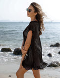 1 x RAW Customer Returns Irevial Beach Dress Women s Bikini Cover Up Summer Beach Poncho Beach Tunic Transparent Beach Holiday Swimsuit Casual Loose Pareo - RRP €23.18