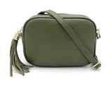 1 x RAW Customer Returns ELIOX Women s Bag Genuine Leather Made in Italy Small Shoulder Bag Elegant Fashion Crossbody Bag Genuine Leather Military Green  - RRP €32.99