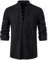 1 x RAW Customer Returns LUYANA Shirts for Men Linen Shirt Men s Kilt Shirt Long Sleeve Shirt Basic Shirt Black L - RRP €25.2