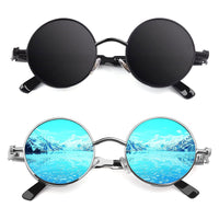 1 x RAW Customer Returns CGID E72 Polarized Men s Sunglasses Retro Steampunk Style Round Metal, 2 pieces - RRP €27.22