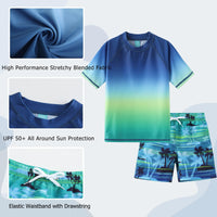 1 x RAW Customer Returns Swim set boys swim shirt boys two-piece short sleeve swim shirt children board shorts UV protection boys swimsuit set 104 110 4-5 years - RRP €28.22