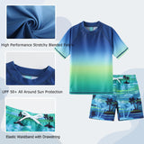 1 x RAW Customer Returns Swim set boys swim shirt boys two-piece short sleeve swim shirt children board shorts UV protection boys swimsuit set 104 110 4-5 years - RRP €28.22