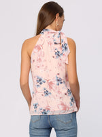 1 x RAW Customer Returns Allegra K Women s Top Sleeveless Halter Tank Top Casual Cami Bow Floral Top Blouse Pink M - RRP €34.99