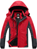 1 x RAW Customer Returns GEMYSE Men s Mountain Waterproof Ski Jacket Windproof Fleece Winter Coat with Hood Red Grey,L  - RRP €88.98