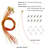 1 x RAW Customer Returns 10pcs. Lighting base complete small bulb holder led bulb lamps warm white E5 E5.5 H0 12-14v - RRP €13.1