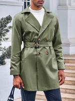 1 x RAW Customer Returns Feziakuk Men s Trench Coat Double Breasted Long Coat Lapel Autumn Winter Military Style Jacket Transition Jacket, Army Green XL - RRP €60.49