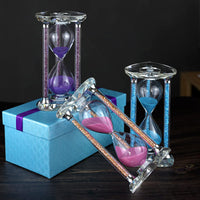 12 x Brand New 60 Minutes Hourglass, Heart Shaped Crystal Hourglass, Sand Timer with Gift Box Pink  - RRP €244.8