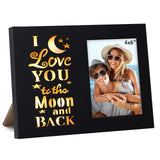 1 x RAW Customer Returns Newbyst 4x6 Wooden Love Picture Frames for Couples - Black I Love You to The Moon and Back Photo Frame, Couples Gifts, Love Gifts, Light Up for Boyfriend, Girlfriend, Him and Her - RRP €21.29