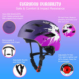 1 x RAW Customer Returns RaMokey Children s Bicycle Helmet, Bicycle Helmet with Light for Children, Lightweight Children s Helmet with Adjustable Dial for Girls and Boys 48-56 cm from 3-13 Years Purple Rose  - RRP €30.59