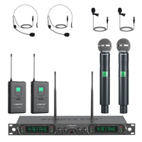 1 x RAW Customer Returns Phenyx Pro 4 Channel UHF Wireless Microphone System, Fixed Frequency Microphone with Handheld Bodypack Headset Lapel Microphones for Church, Karaoke, Singing, DJ PTU-5000B  - RRP €229.78