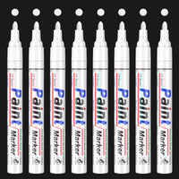 1 x RAW Customer Returns Permanent Marker Waterproof Pens, 8 White Touch-Up Pens, Paint Markers for Marking Surfaces Such As Metal, Tires, Stone, Wood, Plastic, Colorfast, Good Coverage, Weatherproof and Smudge-Proof, Round Tip 2-3 mm - RRP €9.72