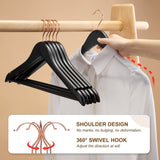 1 x RAW Customer Returns HOUSE DAY Wooden Clothes Hangers 32 Pieces Wooden Clothes Hangers Black Wooden Hangers Black Wooden Clothes Hangers Wooden Clothes Hangers Stable Rotatable Clothes Hangers 44.5cm Wide, with Notch, Rose Gold Hook - RRP €37.44