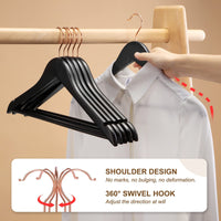 1 x RAW Customer Returns HOUSE DAY Wooden Clothes Hangers 32 Pieces Wooden Clothes Hangers Black Wooden Hangers Black Wooden Clothes Hangers Wooden Clothes Hangers Stable Rotatable Clothes Hangers 44.5cm Wide, with Notch, Rose Gold Hook - RRP €38.66