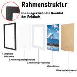 1 x RAW Customer Returns kollyseek picture frame 50 x 70 cm real wood with passe-partout wooden frame with plexiglass pine wood photo frame with shatterproof plexiglass panels picture frame black white room decoration black  - RRP €27.82