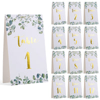 1 x RAW Customer Returns COLOFALLA 12 pieces table numbers wedding 1-12 white gold eucalyptus place cards baptism communion confirmation place cards gold foiled table decoration made of paper numbers numbers for birthday party - RRP €9.34