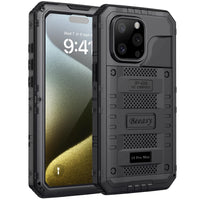 1 x RAW Customer Returns Beeasy for iPhone 15 Pro Max Case Waterproof Outdoor Shockproof Metal Protective Case, Military 360 Degree Armor Case Dustproof with Screen Protector Robust Hardcase Heavy Duty Cell Phone Case 6.7 , Black - RRP €34.2