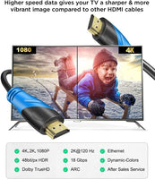 1 x RAW Customer Returns Rommisie 4K 60HZ HDMI cable 20m HDMI 2.0, 18Gbps Ultra High Speed gold-plated connectors, Ethernet Audio Return Video 4K, Full HD1080p, 3D compatible Blu-Ray Laptop PS3 PS5 PS9 PC HDTV - RRP €36.38