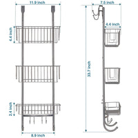 1 x RAW Customer Returns smartpeas shower shelf with 3 levels, grey chrome look bathroom shelf without drilling for hanging 86X30X11Cm high-quality steel powder-coated rust-proof extra 2x stainless steel adhesive hooks - RRP €45.99