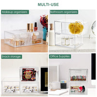 1 x RAW Customer Returns Greentainer Makeup Organizer with Drawers, Stackable Clear Plastic 4.5 Height Organizer for Cosmetics and Beauty Supplies on a Dressing Table Clear, 2 Pack  - RRP €29.99