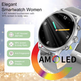 1 x RAW Customer Returns Fsdibst Smartwatch women with telephone function, 1.43 Amoled touchscreen, 5-9 days long battery life, IP67 fitness watch heart rate monitor sleep monitor SpO2, 107 sports watch for iOS Android silver  - RRP €43.86