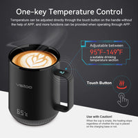 1 x RAW Customer Returns VSITOO S3 Temperature Control Smart Mug with Lid, Coffee Mug Warmer with Cup for Desk Home Office, App Controlled Heated Coffee Mug, Self Heating Coffee Cup, 325ml Black Inner Wall - RRP €100.84