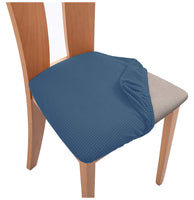 1 x RAW Customer Returns TIANSHU Spandex Jacquard Chair Seat Covers, Removable Chair Cover, Washable Stretch Seat Cushion Protector, Elastic Chair Seat Cover, Cushion Covers for Dining Chairs Set of 6, Denim Blue  - RRP €42.99