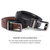 1 x RAW Customer Returns WERFORU Pack of 2 men s leather belts, automatic leather belts for suits and leisure, ratchet belts for men with automatic buckle - RRP €22.33