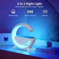 1 x RAW Customer Returns DEECOZY LED Bedside Lamp with Charging Function, 3-in-1 15W Wireless Charging Table Lamp Bluetooth Speaker with Music Synchronization Dimmable Night Light for Bedroom Wireless Charger - RRP €36.29