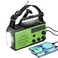 1 x RAW Customer Returns Gueray Portable Emergency Radio Solar Radio 8000mAh Rechargeable Battery AM FM Weather Radio with SOS Alarm and Flashlight Phone Charger Compass for Camping Hiking Green  - RRP €22.09