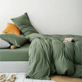 1 x RAW Customer Returns Lanqinglv bed linen 155 x 220 cm green sage green 100 soft and comfortable microfiber plain duvet cover with zipper and pillowcases 80 x 80 cm - RRP €29.22