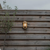 1 x RAW Customer Returns Qazqa - Industrial I Vintage I Outdoor wall and outdoor ceiling light I Ceiling lamp I Lamp I Light gold I Brass I Brass oval IP44 - Noutica I Outdoor lighting - Aluminum Oval - LED suitable E27 - RRP €27.18