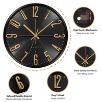 3 x Brand New NESIFEE Modern Wall Clock, 3D Numerals Silent Wall Clock, Wall Clock Without Ticking Noises, Quartz Silent Wall Clock, 30cm Quiet Wall Clock Suitable for Office, Living Room, Kitchen - RRP €66.54