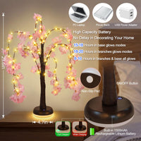 1 x RAW Customer Returns GOESWELL Tree Lamp,Tabletop Tree 60CM Artificial Trees Pink Cherry Blossom Tree-1  - RRP €36.38