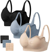 1 x RAW Customer Returns HBselect 3 Pcs Maternity Nursing Bra Seamless Nursing Bra with Additional Bra Extenders Breastfeeding and Sleep Without Wire for Women - RRP €29.99