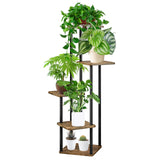 1 x RAW Customer Returns MYMULIKE 5-Tier Wooden Flower Stand Plant Stand, Multi-Tier Flower Stand Plant Stand Flower Bench Flower Stairs Plant Stairs Standing Shelf for Indoor Garden Balcony Decoration 5-Tier, Black  - RRP €56.99