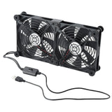 1 x RAW Customer Returns ELUTENG USB Fan 140mm 5V 2 in 1 with 3 Adjustable Speeds, Double USB Computer Fan 140mm PC Fan 14mm with 8 Shock-Absorbing Feet for PS5 PS4 Laptop TV Box Router - RRP €29.99