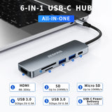 2 x RAW Customer Returns ZESKRIS USB Hub MacBook Adaptador USB, 6 in 1 USB C Hub Multiport Adapter with 2 USB 3.0 SD Micro SD Card Reader 4K HDMI 100W PD for Macbook Air Pro, Switch and more - RRP €31.98