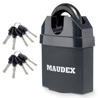 1 x RAW Customer Returns Maudex MDL60 Heavy Duty Padlock with 10 Keys - Anti-Drill, Anti-Pick Cylinder - Closed Shackle - Outdoor Padlock for Shed, Gate, Garage, Container - RRP €25.04