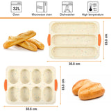 1 x RAW Customer Returns TLsiwio bread roll baking pan silicone, bread roll baking pans, non-stick silicone baguette mold, bread crisping tray, French bread mold for baguette bread, long bread, hot dog with 2 insulation hand clips oil brush - RRP €23.19