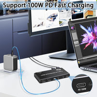 1 x RAW Customer Returns Tendak USB-C KVM Switch, 2 Port Type-C KVM Switch USB-C KVM Switch with 4 USB 2.0 Port Support 8K 60Hz, 4K 120Hz, 100W PD Fast Charging, 2 PC Share Mouse, Keyboard and DisplayPort HDMI Monitor - RRP €59.99