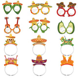 1 x Brand New 6 Pieces Funny Carnival Party Glasses Mask and 6 Pieces Cinco de Mayo Sombrero Headband, Cinco de Mayo Sombrero Headband Paper Fun Glasses for Carnival Costume Photo Props Accessories Party Favors - RRP €11.81