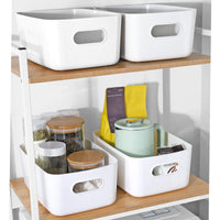 1 x RAW Customer Returns LYLIDIA Pack of 10 Storage Boxes Plastic Storage Basket with Handles Kitchen Cabinet Organizer Box Baskets Storage Plastic Box for Bathroom Shelf Plastic Box White  - RRP €27.22